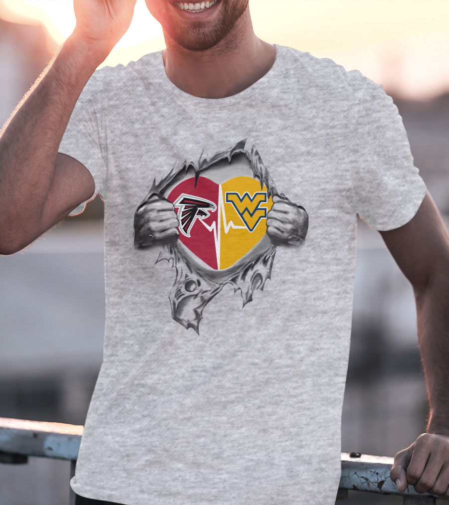 Falcons West Virginia Mountaineers Heart Logos Fan Passion T-Shirt