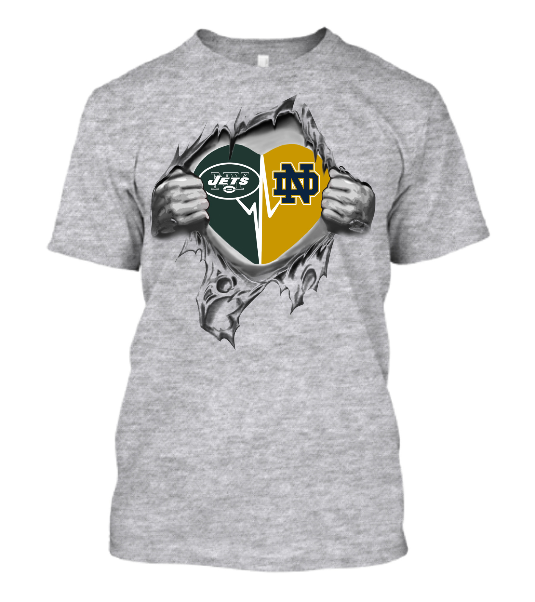 Jets Notre Dame Heart Rip T-Shirt
