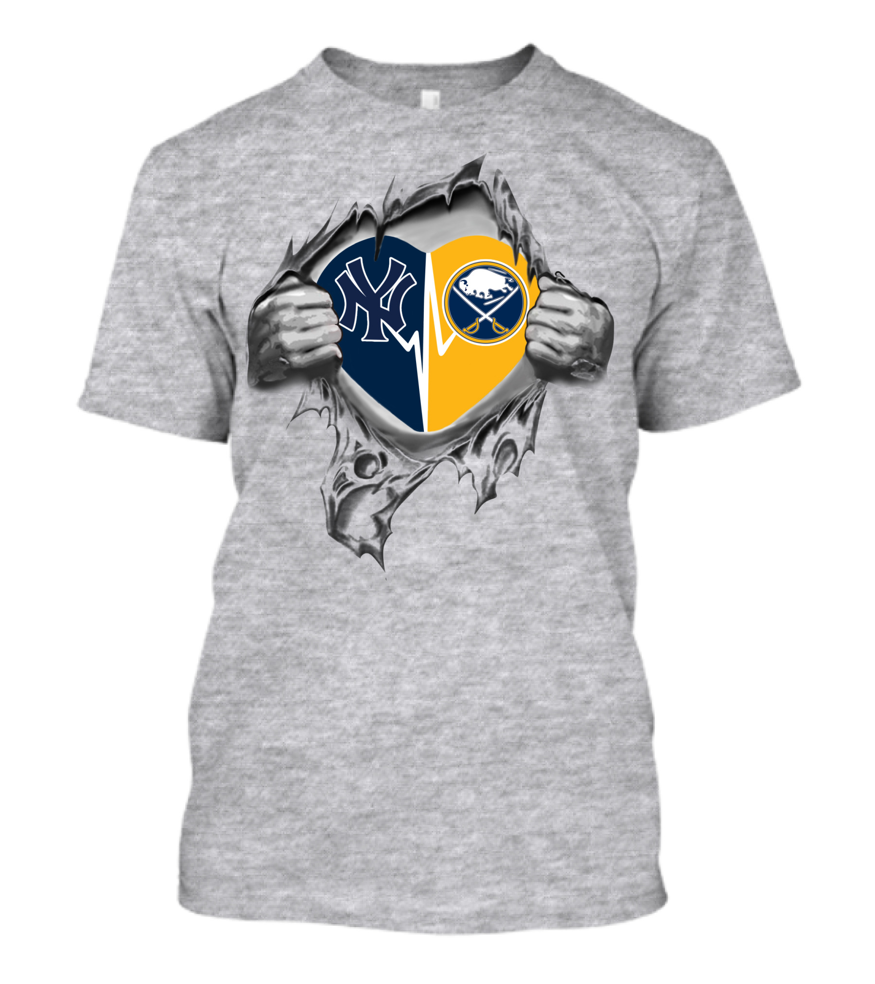 Yankees Sabres Heart Logo Inside Tearing T-Shirt