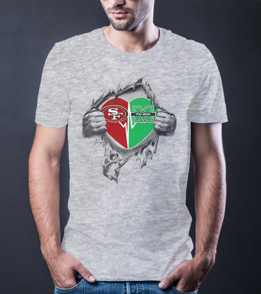 49ers Marshall Thundering Herd Heart T-Shirt