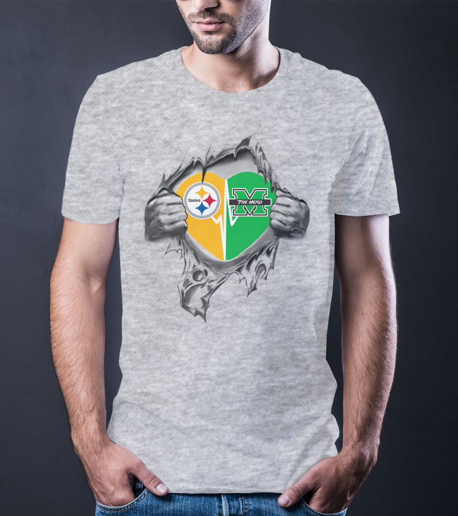 Steelers Marshall Thundering Herd Heart T-Shirt