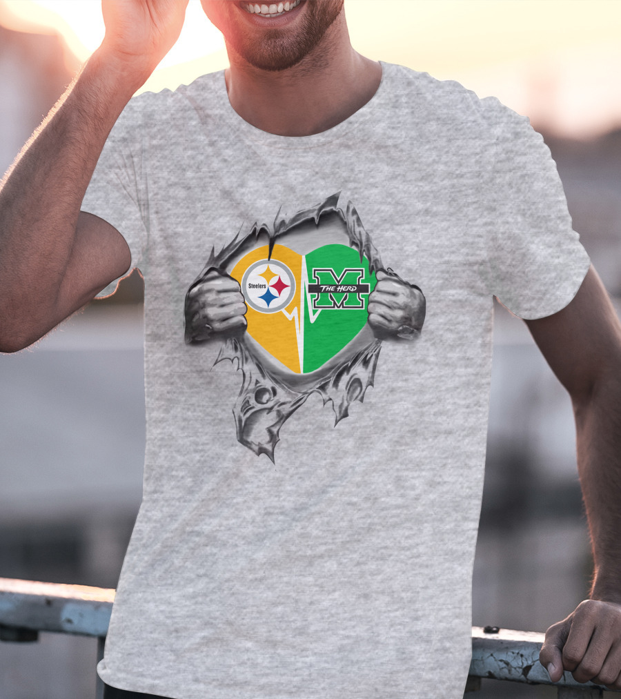 Steelers Marshall Thundering Herd Heart T-Shirt