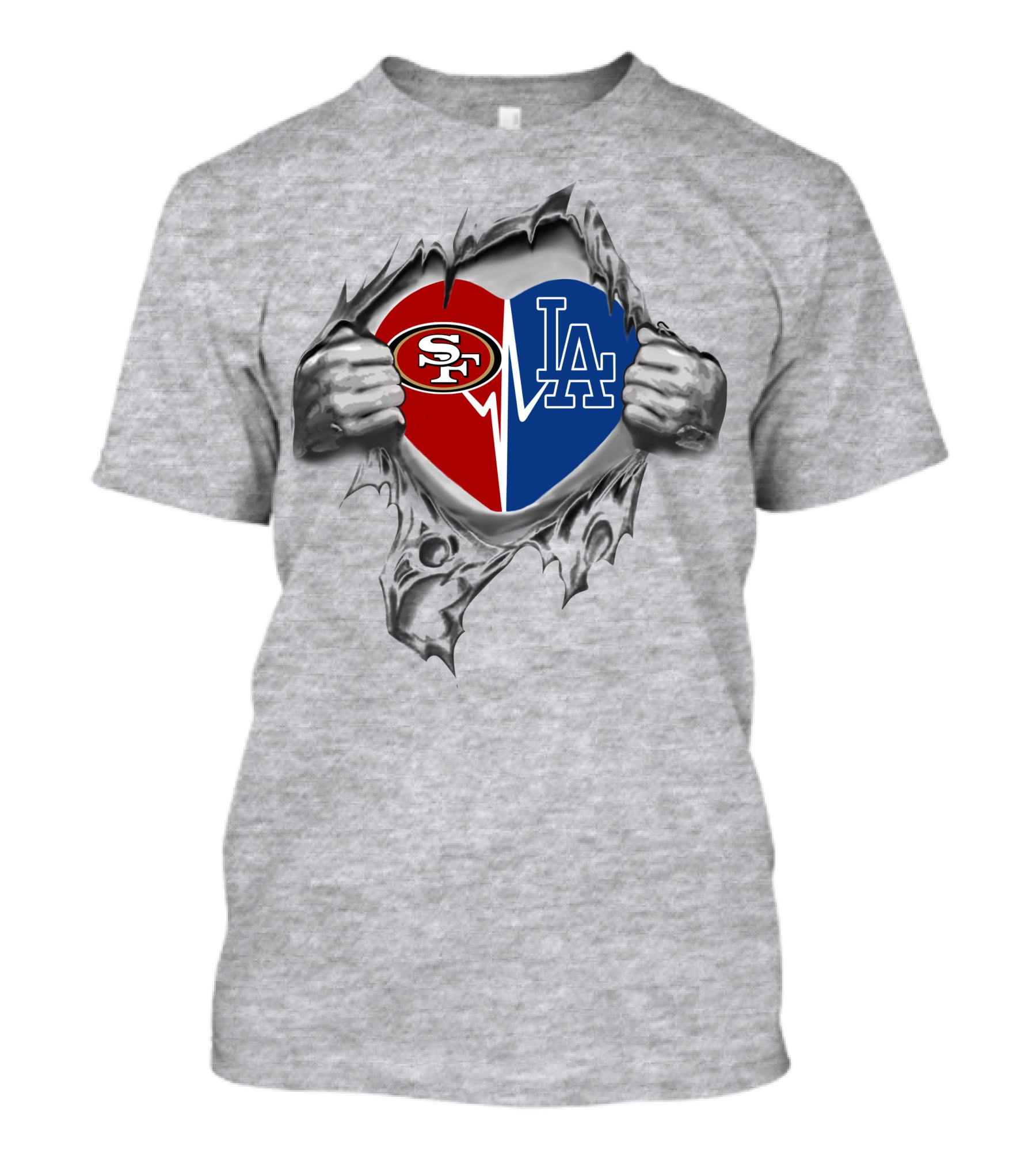 Dodgers 49ers Heart La Sf Split T-Shirt
