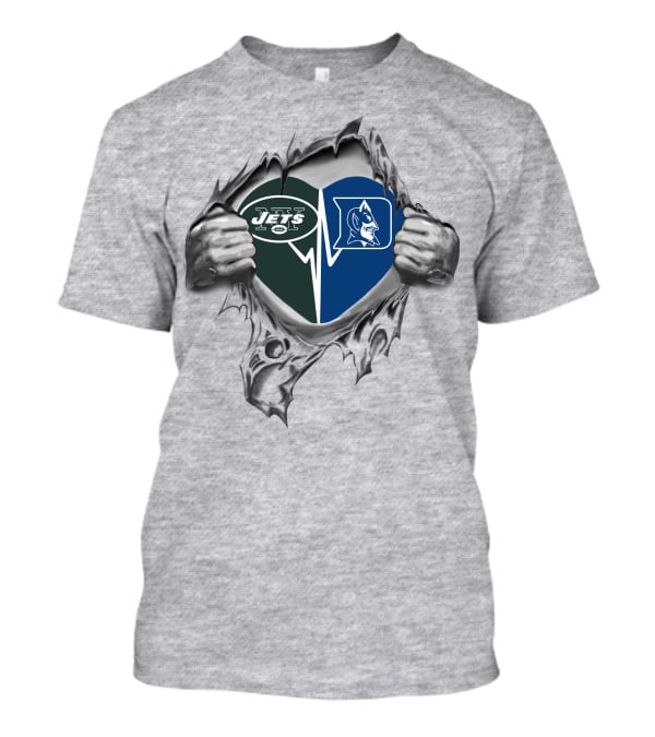 Jets Duke It's In My Heart Football And Basketball Fan Passion T-Shirt