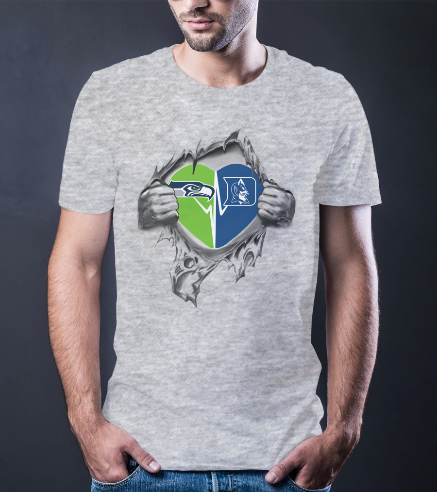 Seahawks Duke Split Heart Logo Fan Pride T-Shirt