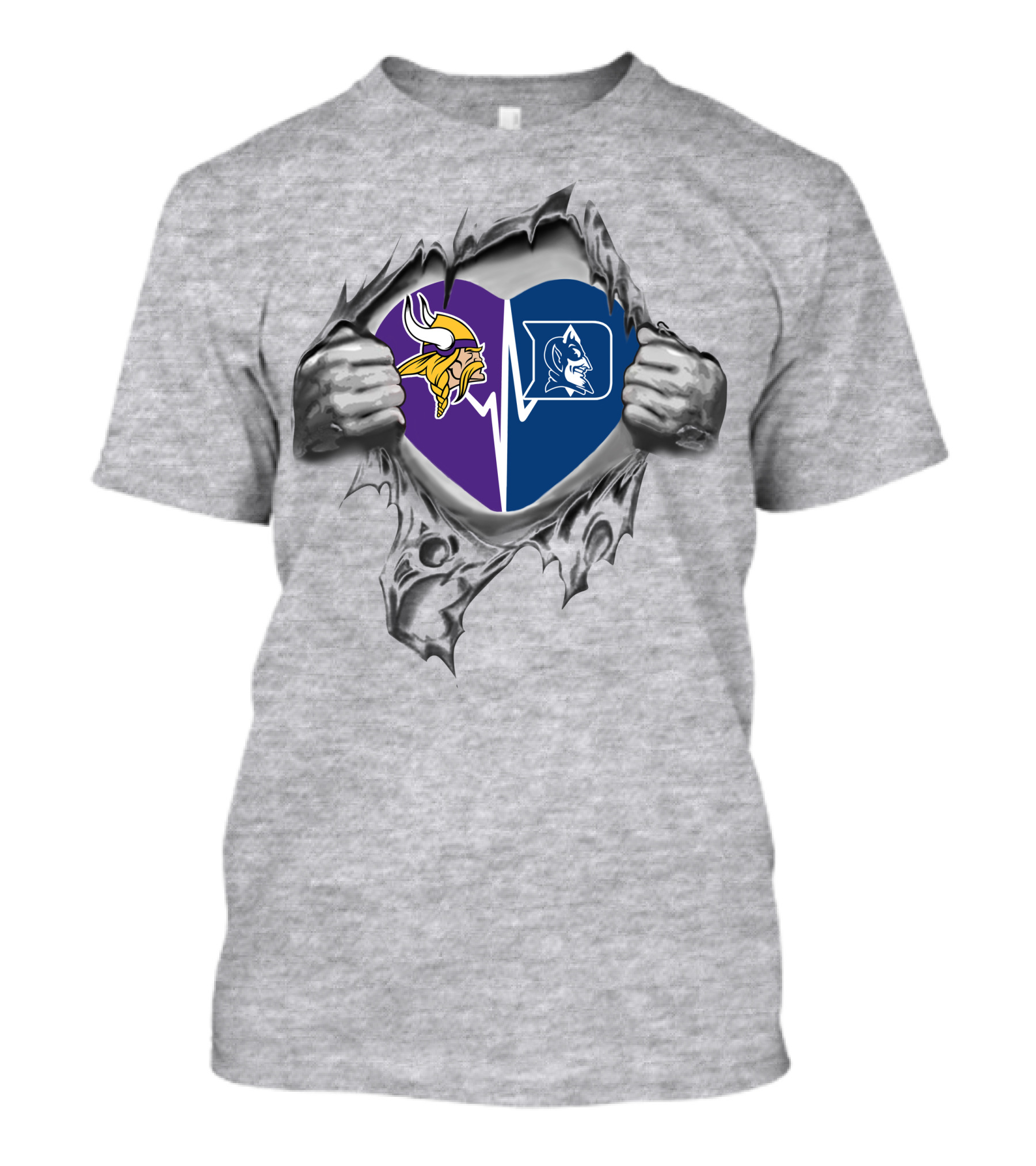 Vikings And Duke Heart Split T-Shirt