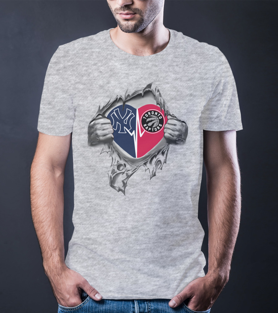 Yankees Raptors Love Heart Dual Team Loyalty T-Shirt