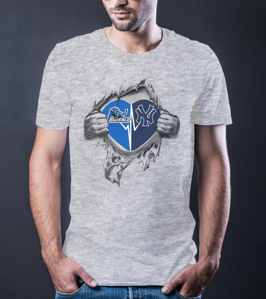 Buffalo Bulls And New York Yankees Heart T-Shirt