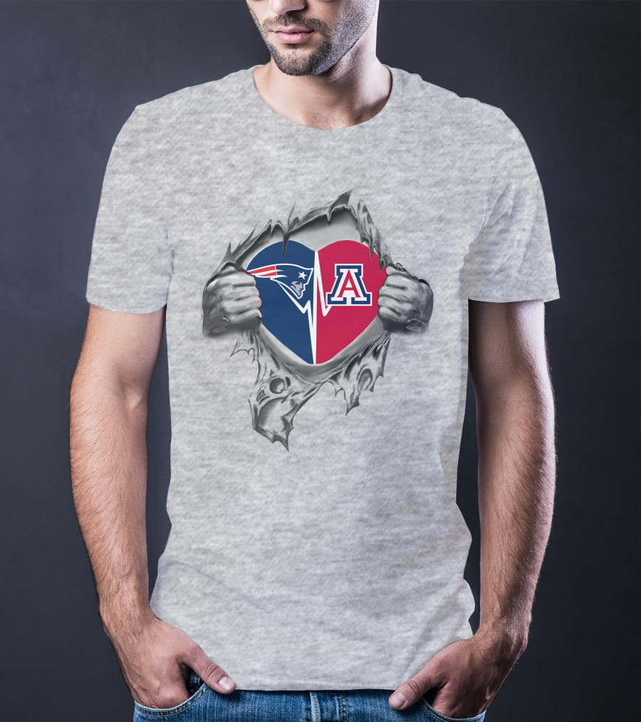 Patriots Arizona Wildcats Heart Rip T-Shirt