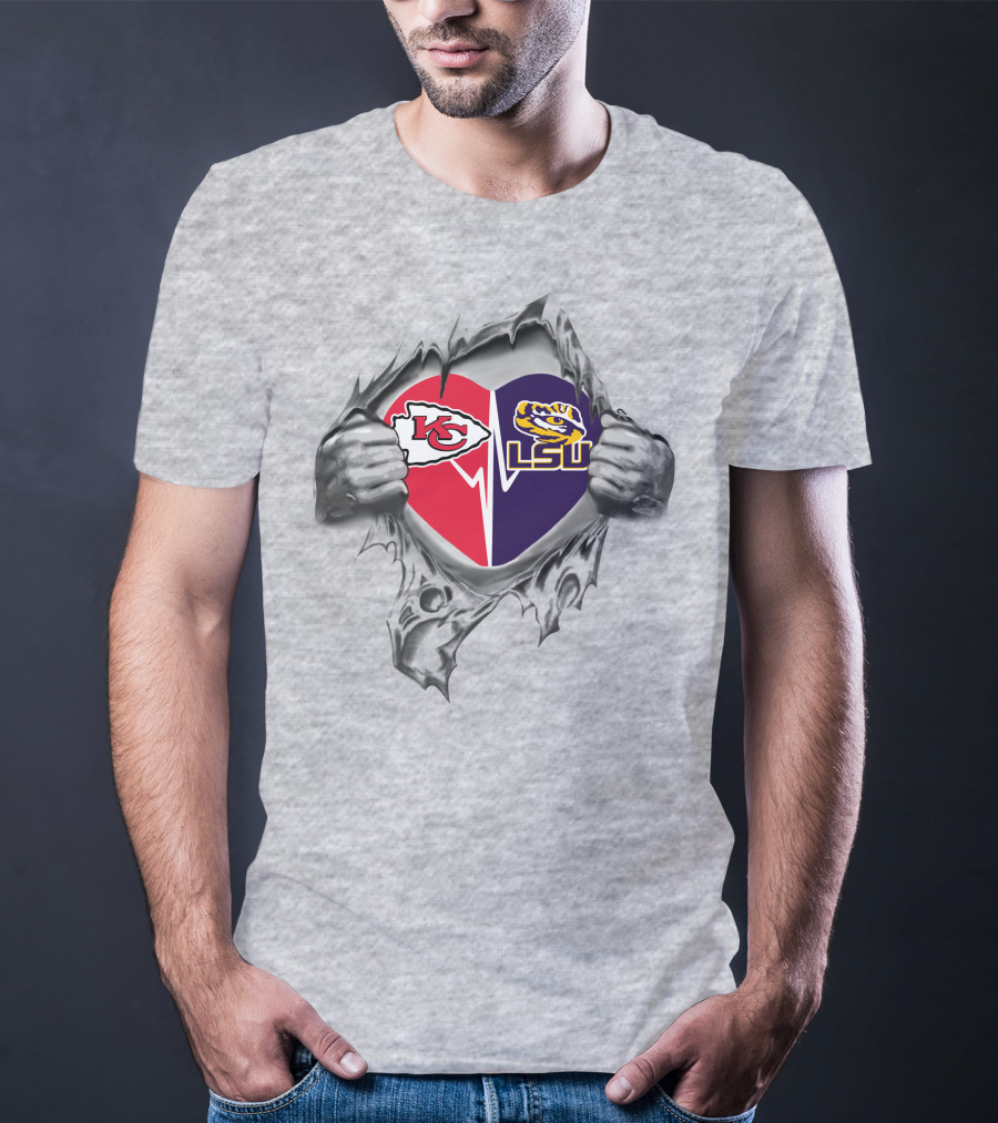 Chiefs Lsu Heart With Kansas City And Louisiana State Pride T-Shirt