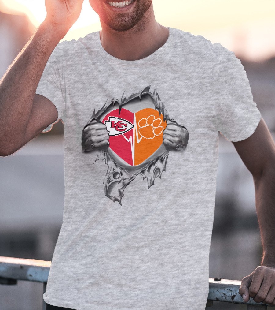 Kansas City Chiefs Clemson Tigers Heart Fusion T-Shirt