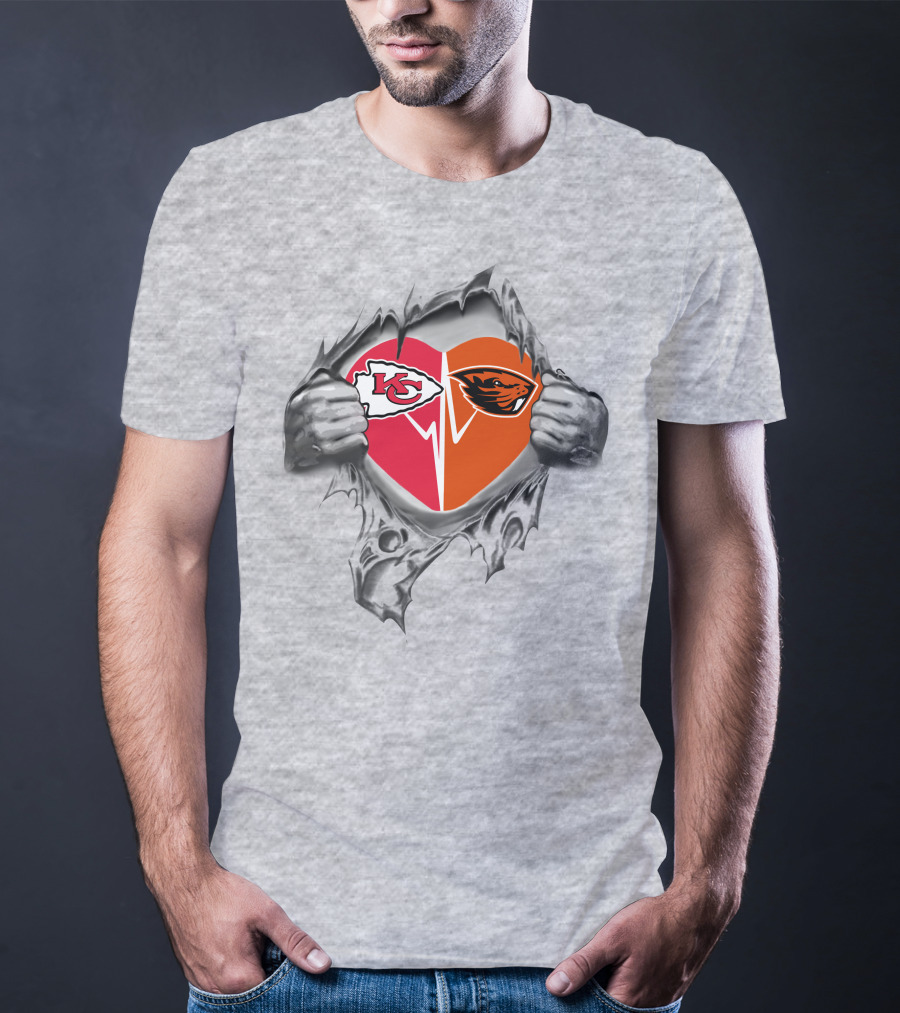 Chiefs Oregon State Beavers Heart Inside T-Shirt