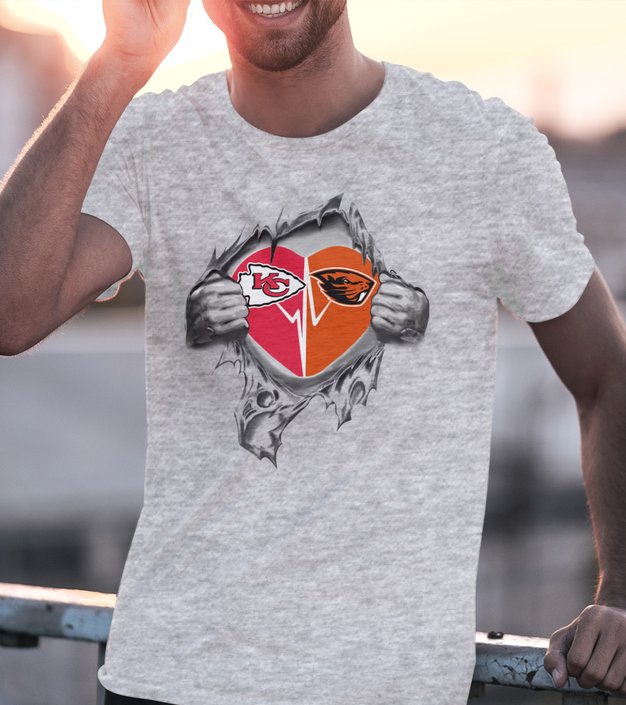 Chiefs Oregon State Beavers Heart Inside T-Shirt