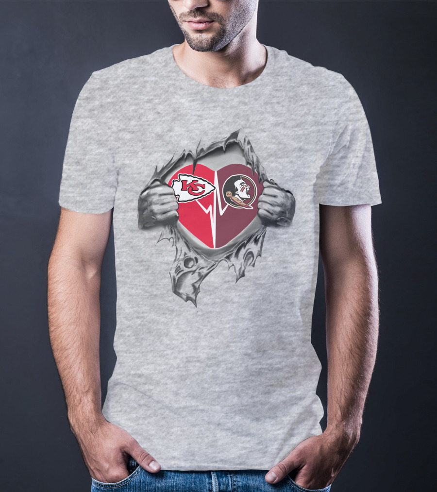 Kansas City Chiefs And Florida State Seminoles Heart T-Shirt