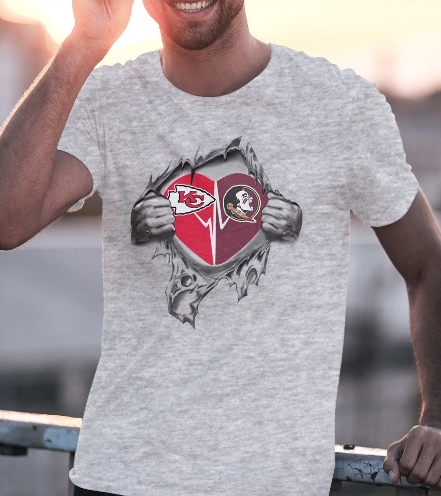Kansas City Chiefs And Florida State Seminoles Heart T-Shirt
