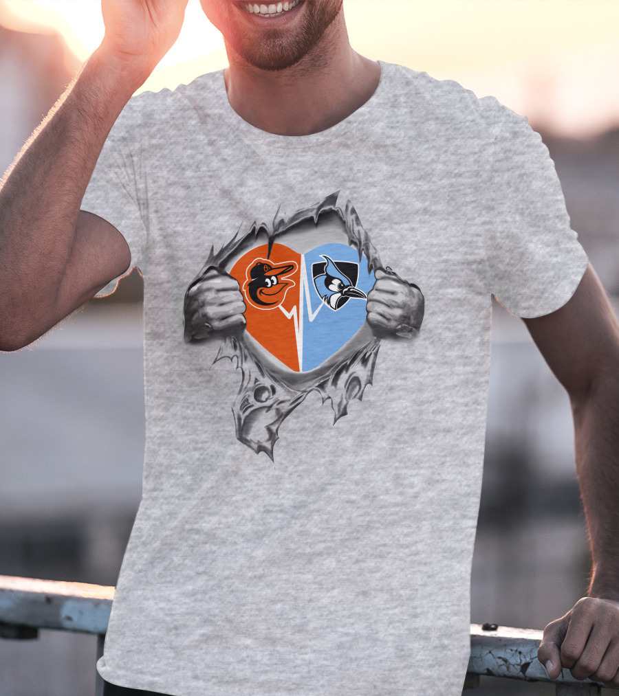 Orioles Johns Hopkins Heart Split T-Shirt