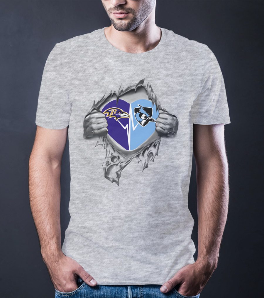 Ravens John Hopkins It's In My Heart Dual Logos Embrace T-Shirt