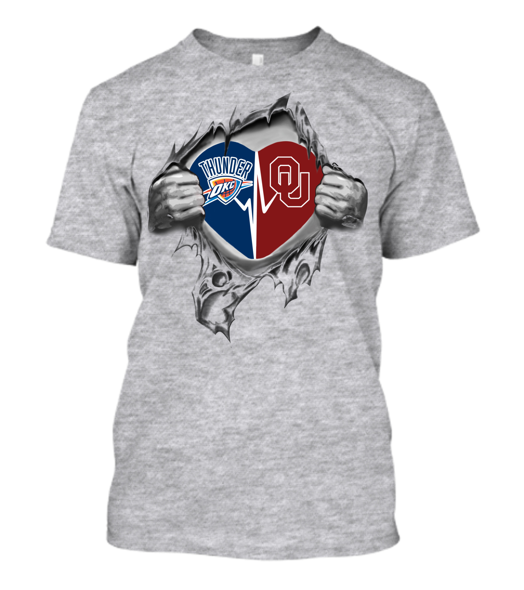 Okc Thunder Ou Heart Torn Open T-Shirt