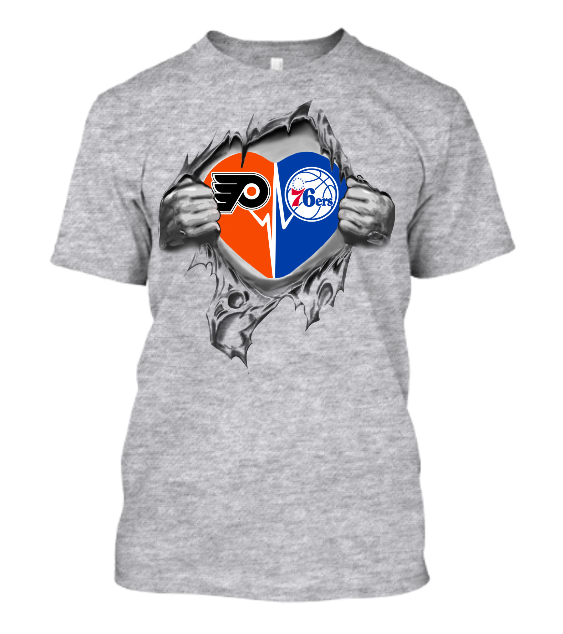Philadelphia 76ers Flyers Heart Logo Split T-Shirt