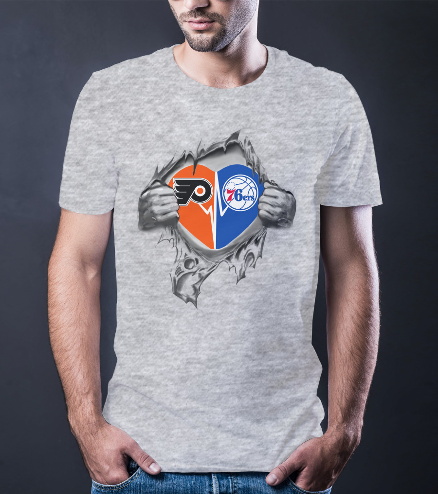 Philadelphia 76ers Flyers Heart Logo Split T-Shirt