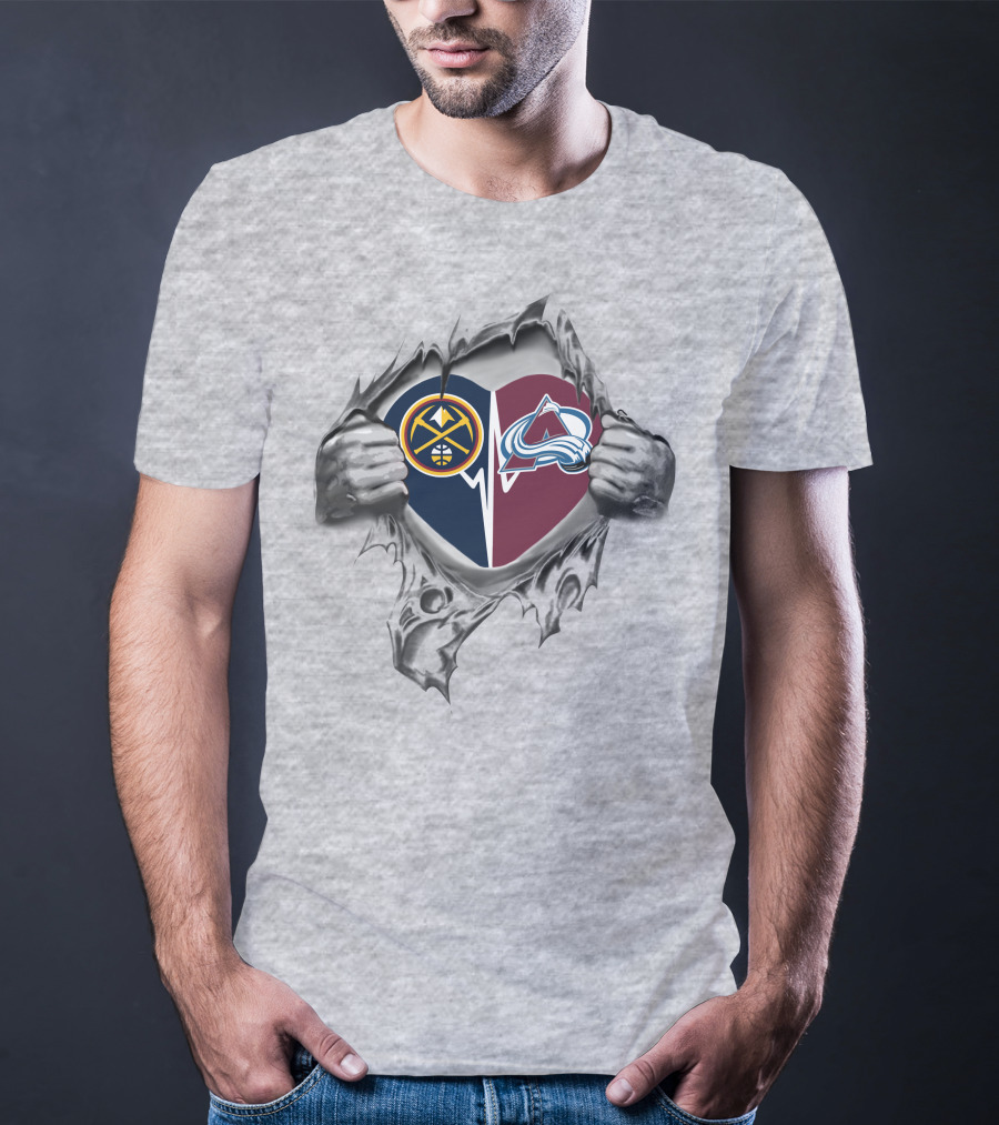 Nuggets Avalanche Heart Logo Tear T-Shirt