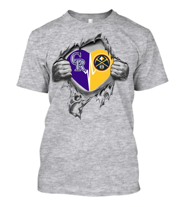 Rockies Nuggets Heart Logo With Torn Hands T-Shirt
