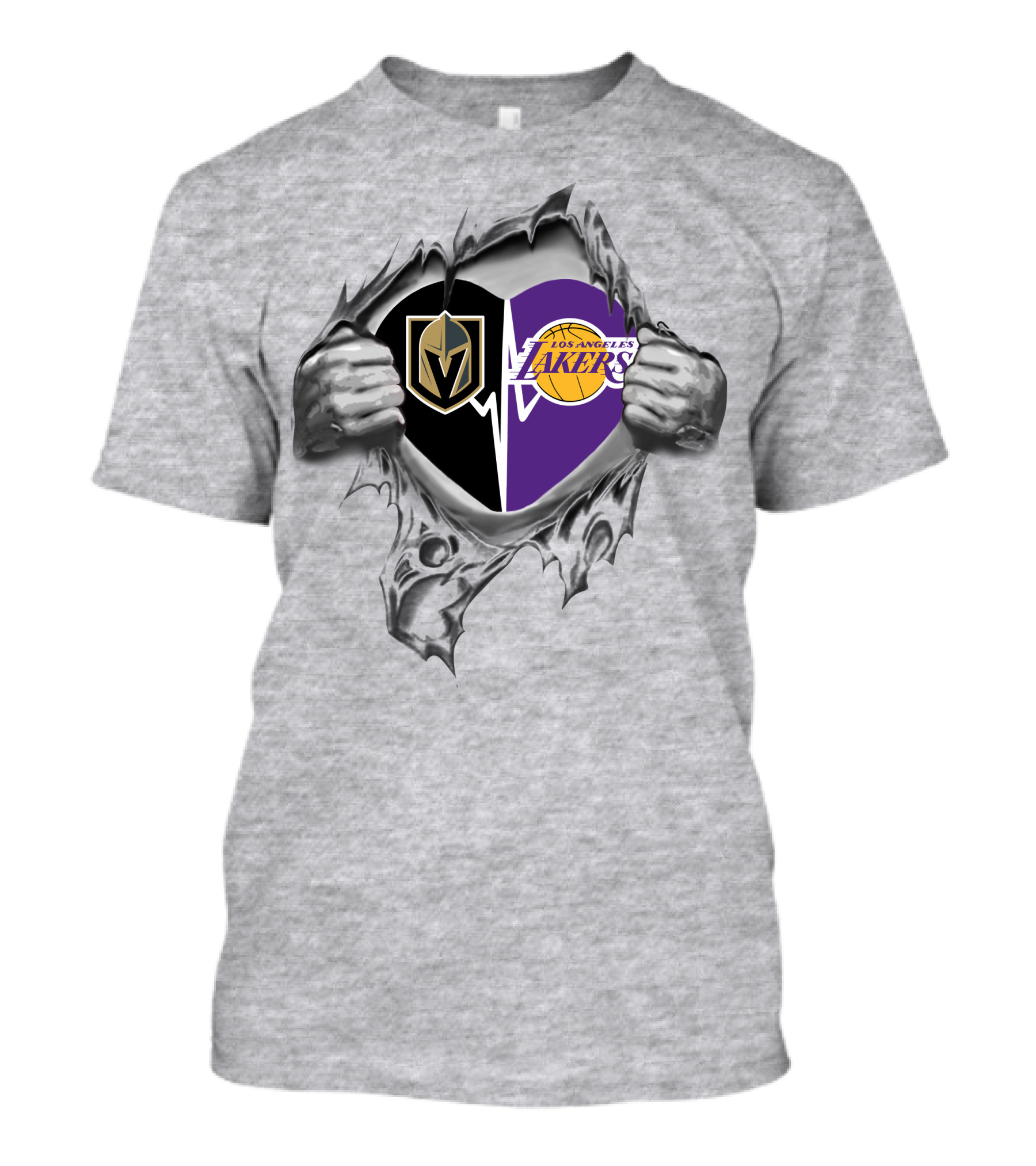 Lakers Los Angeles Knights Heart Ripped T-Shirt