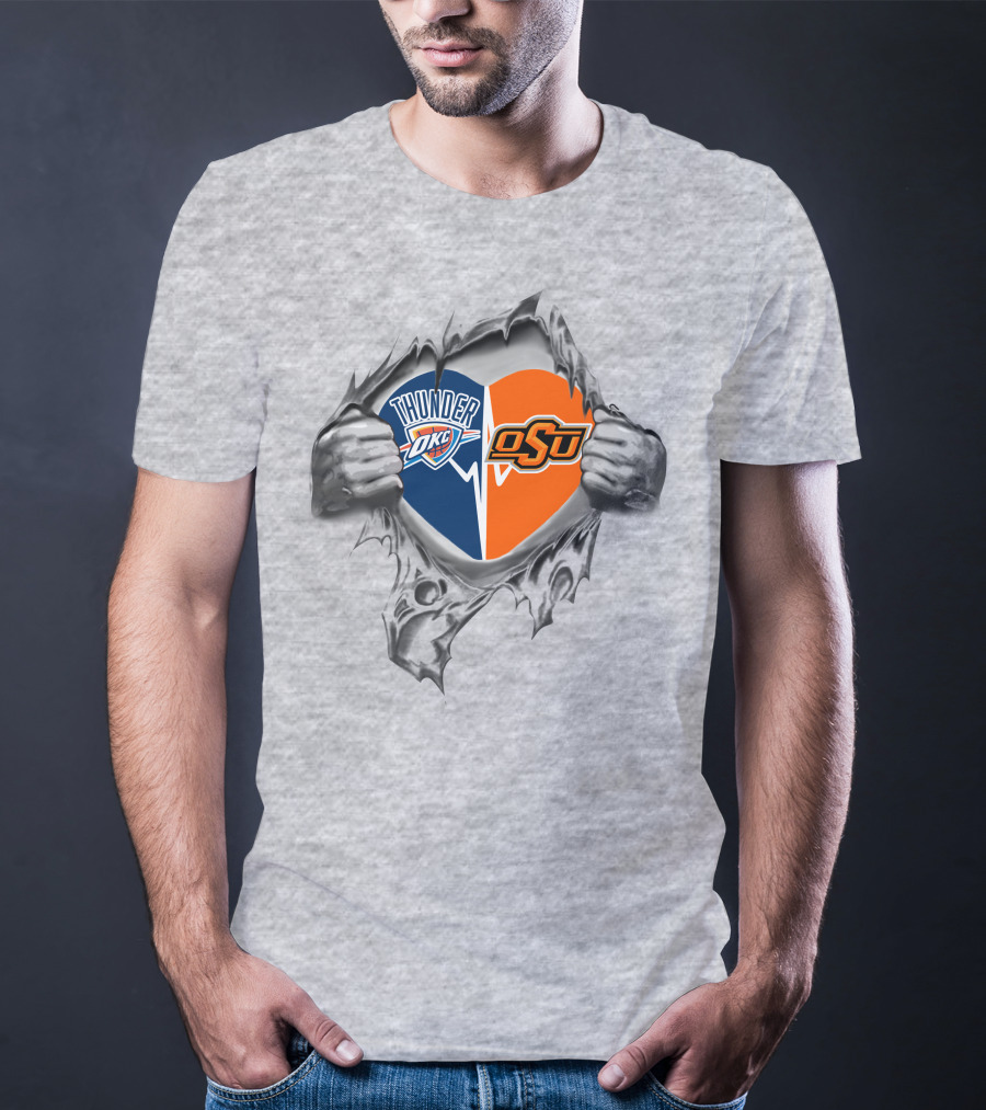 Okc Thunder Osu Heart Torn T-Shirt