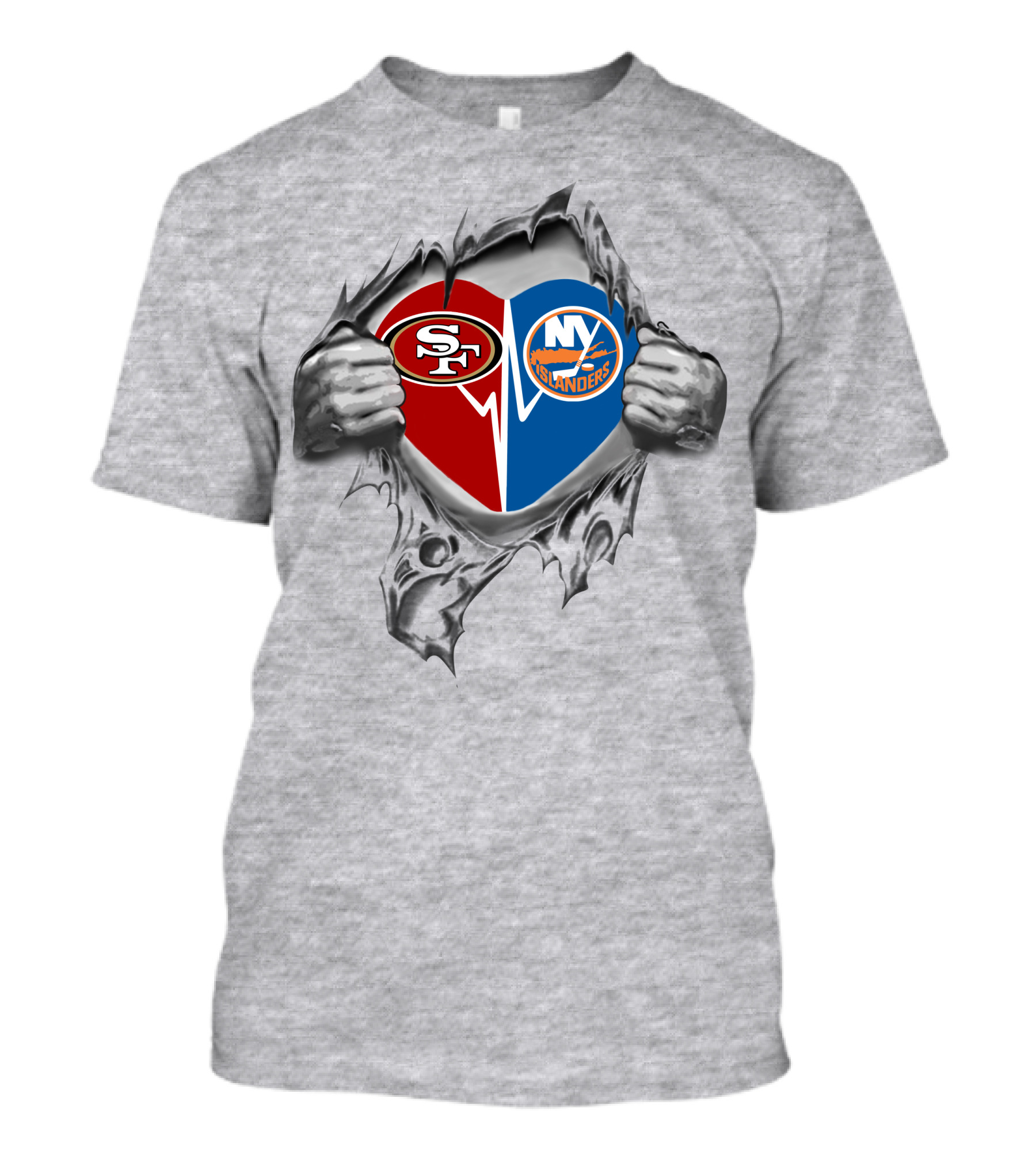49ers Sf And Ny Islanders Heart T-Shirt