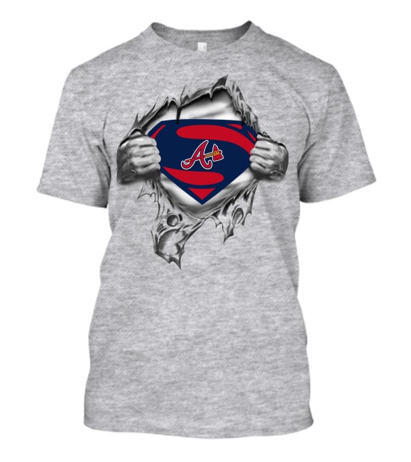 Braves Superman Logo Emblem With Ripped Costume T-Shirt