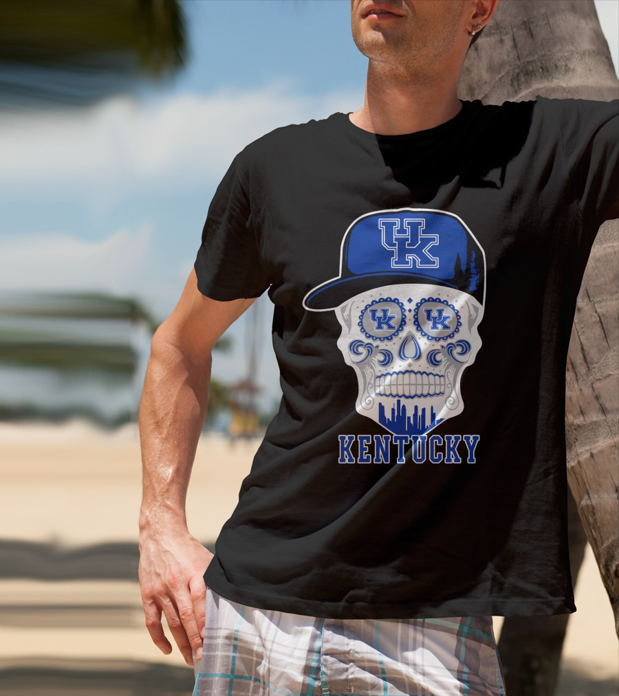 Kentucky Wildcats Skull Uk Hat Silhouette T-Shirt