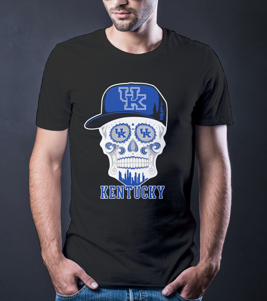 Kentucky Wildcats Skull Uk Hat Silhouette T-Shirt