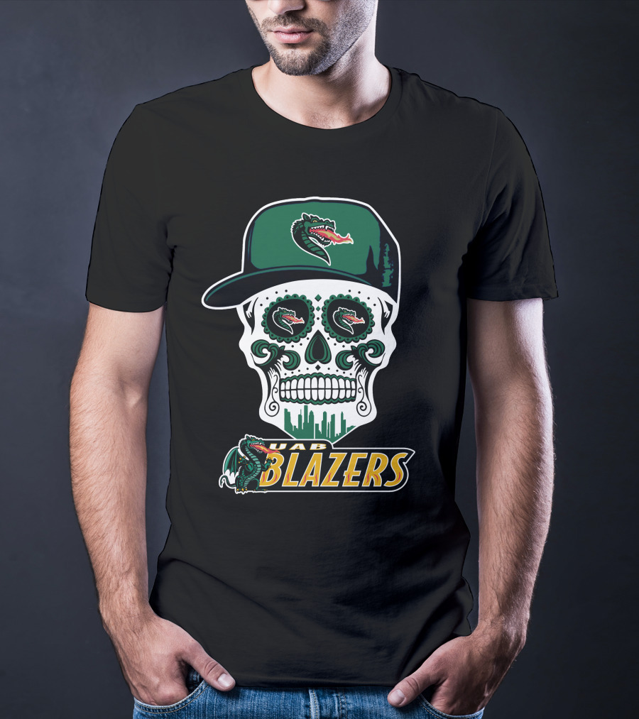 Uab Blazers Skull Sugar Day Of The Dead Style T-Shirt