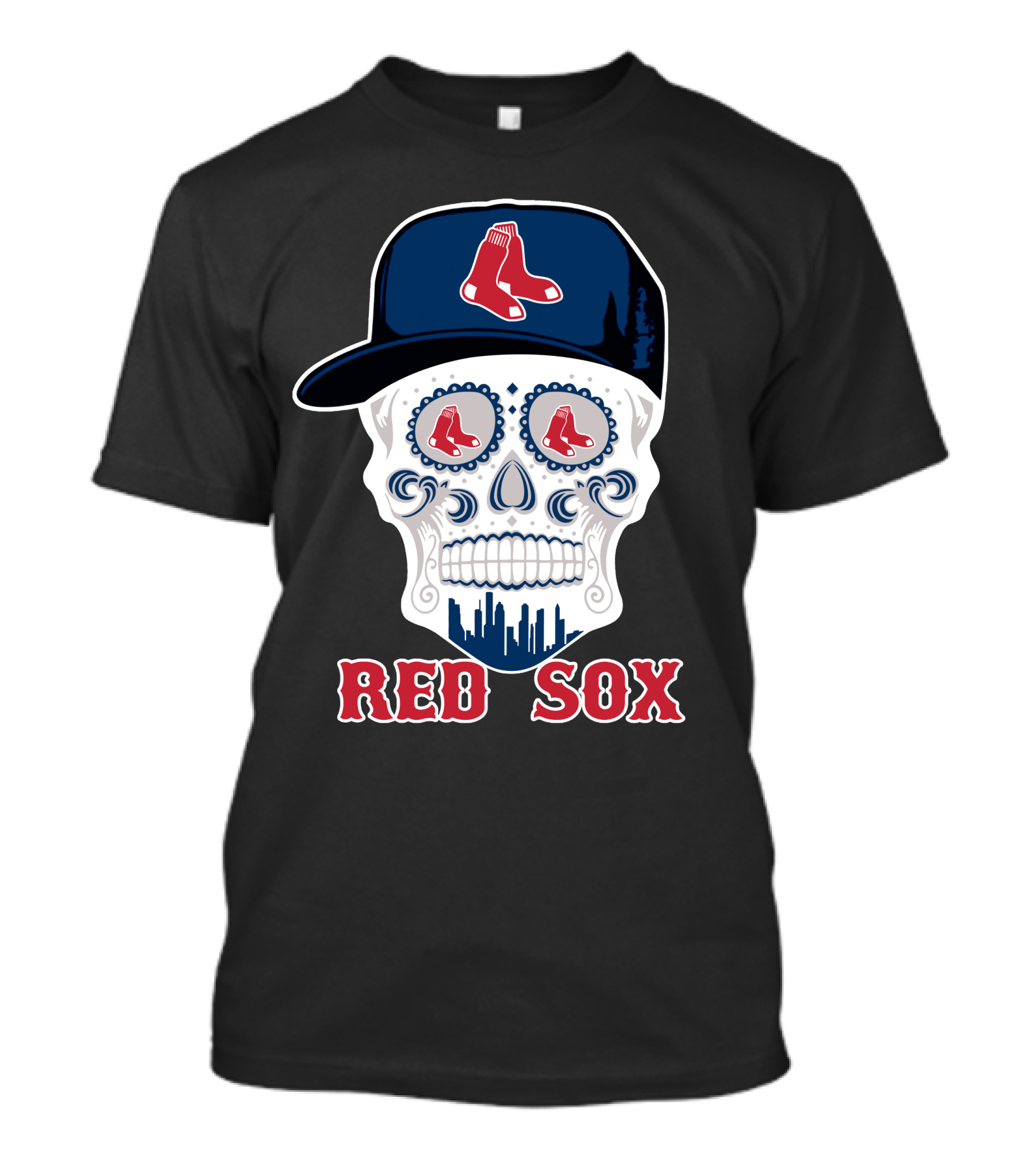 Red Sox Skull With Boston Logo And Funny Twist T-Shirt
