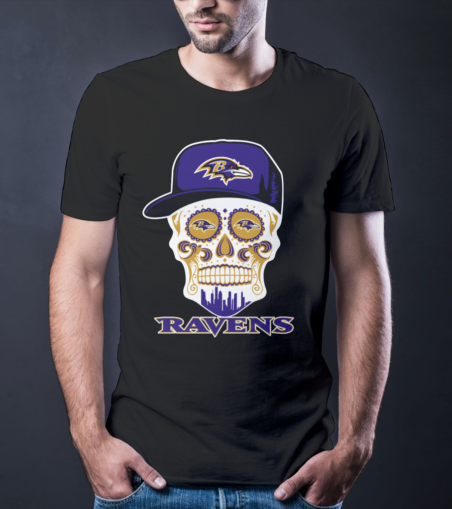Ravens Skull With Hat And Baltimore Ravens T-Shirt