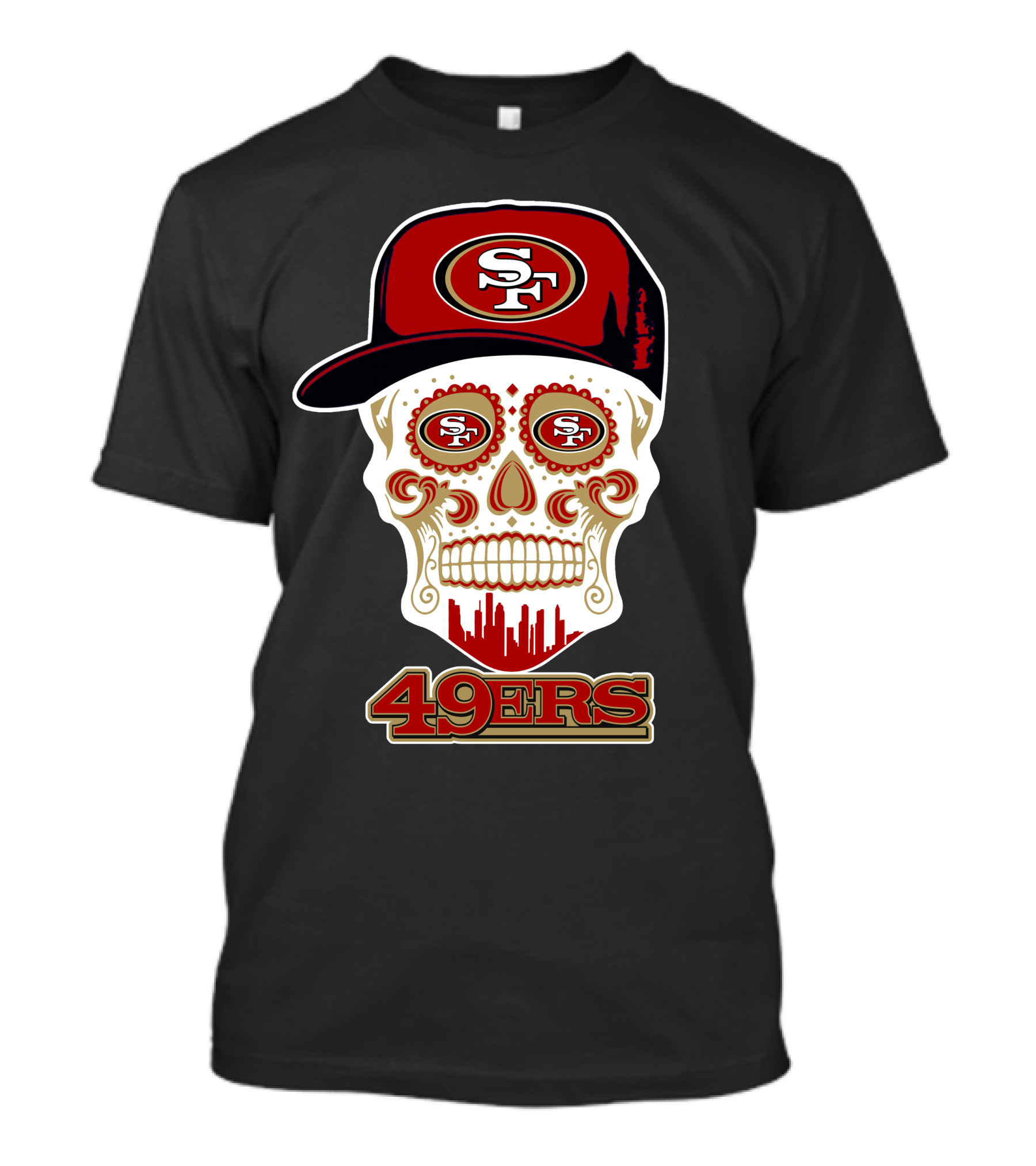 49ers Skull With San Francisco Hat And Funny T-Shirt