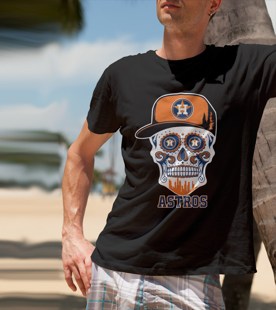 Houston Astros Skull Halloween Sugar Skull Style T-Shirt