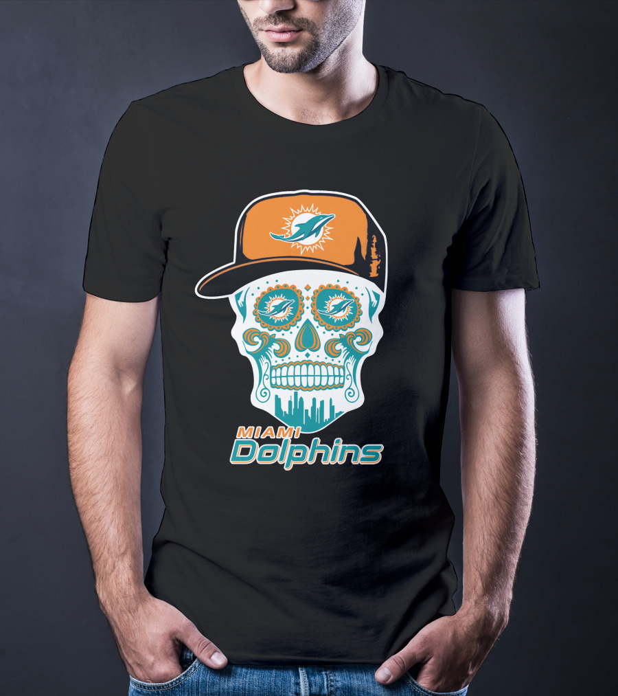 Miami Dolphins Skull With Hat T-Shirt