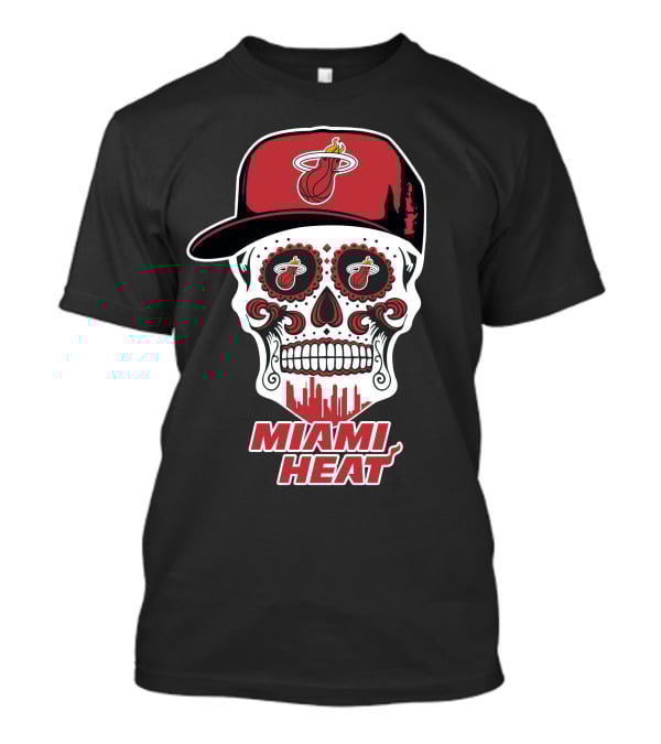 Miami Heat Skull With Basketball Logo And Cap T-Shirt