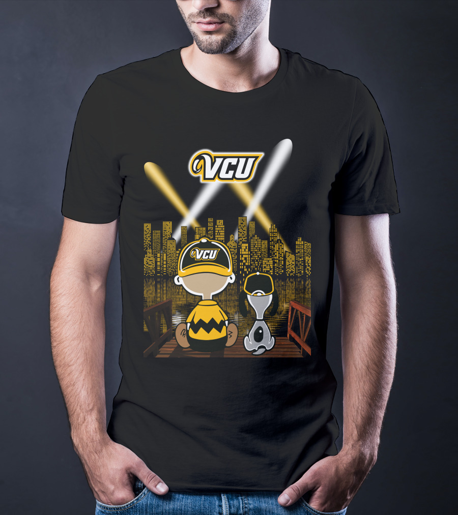 Vcu Rams Night City Skyline Baseball Cap Duo T-Shirt