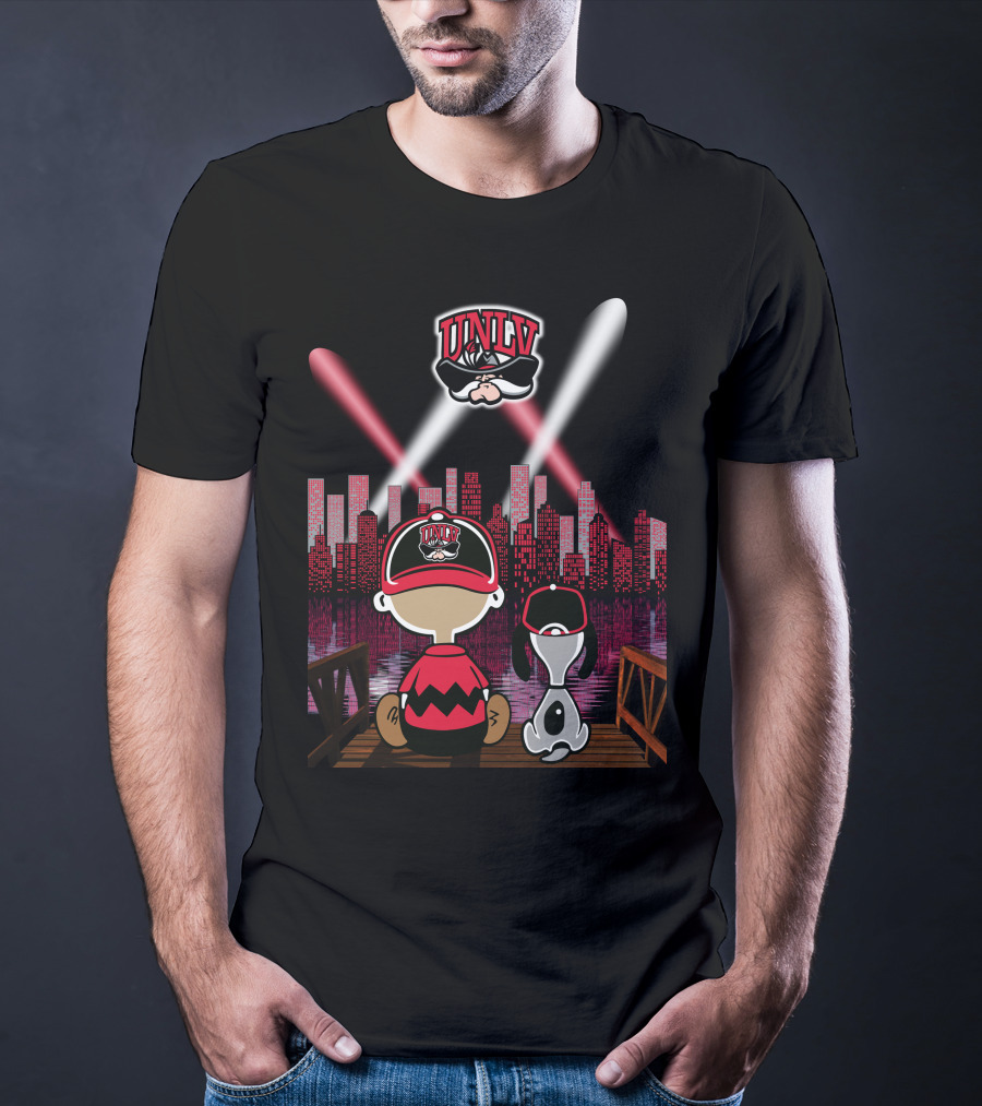 Unlv Rebels City By Night With Mascot And Skyline T-Shirt