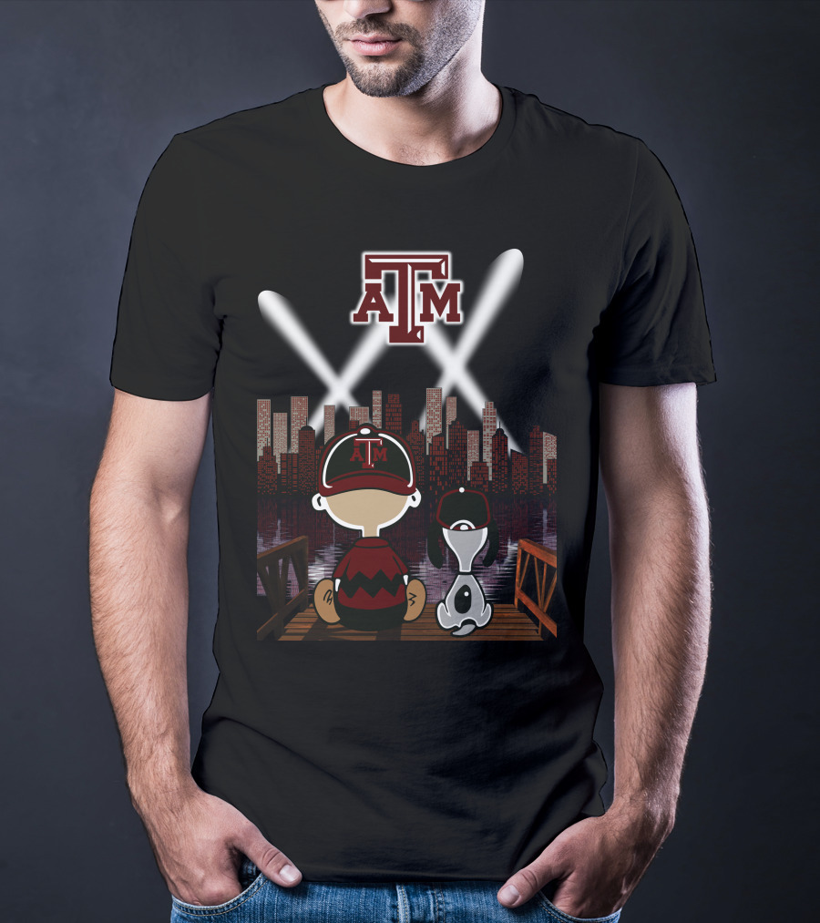 Atm Aggies City Lights With Peanuts Character At Night T-Shirt