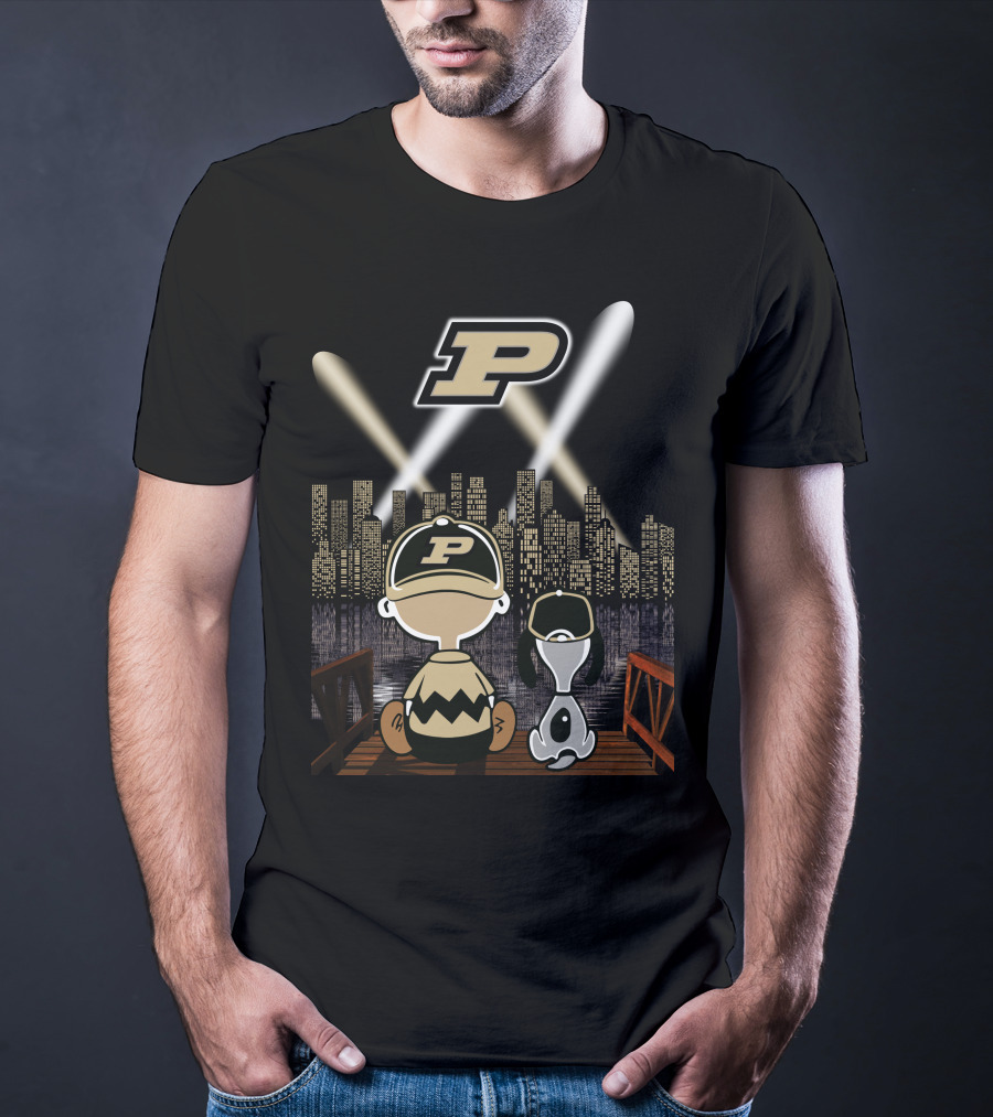 Purdue Boilermakers City Skyline With Iconic Characters And P T-Shirt