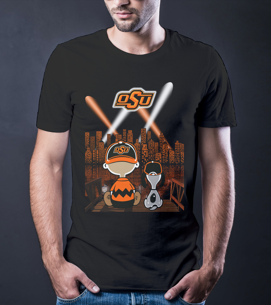 Osu Oklahoma State Cowboys Nighttime City Skyline T-Shirt
