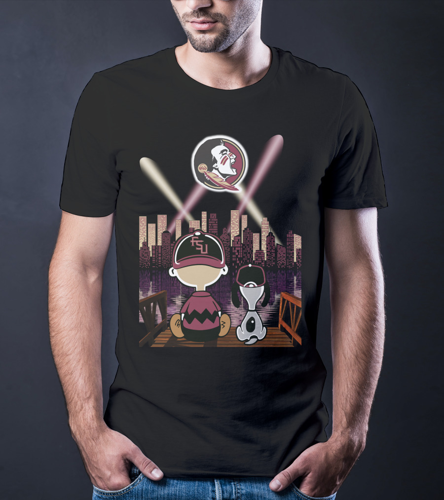 Florida State Seminoles Night City Skyline With Fsu Fans Watching T-Shirt