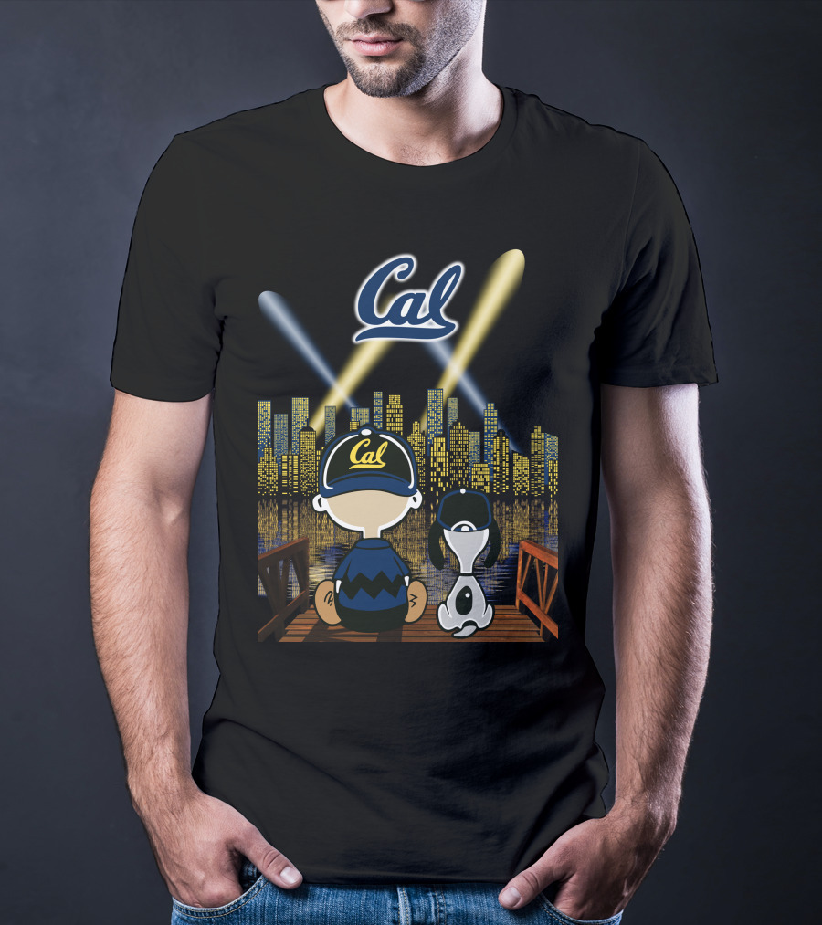 Cal Golden Bears Night Skyline With Dog And City Lights T-Shirt