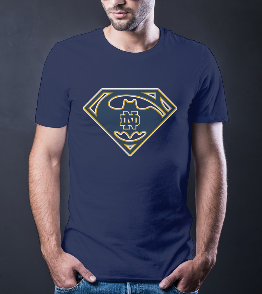 Notre Dame Fighting Irish Nd Batman Superman Shield T-Shirt