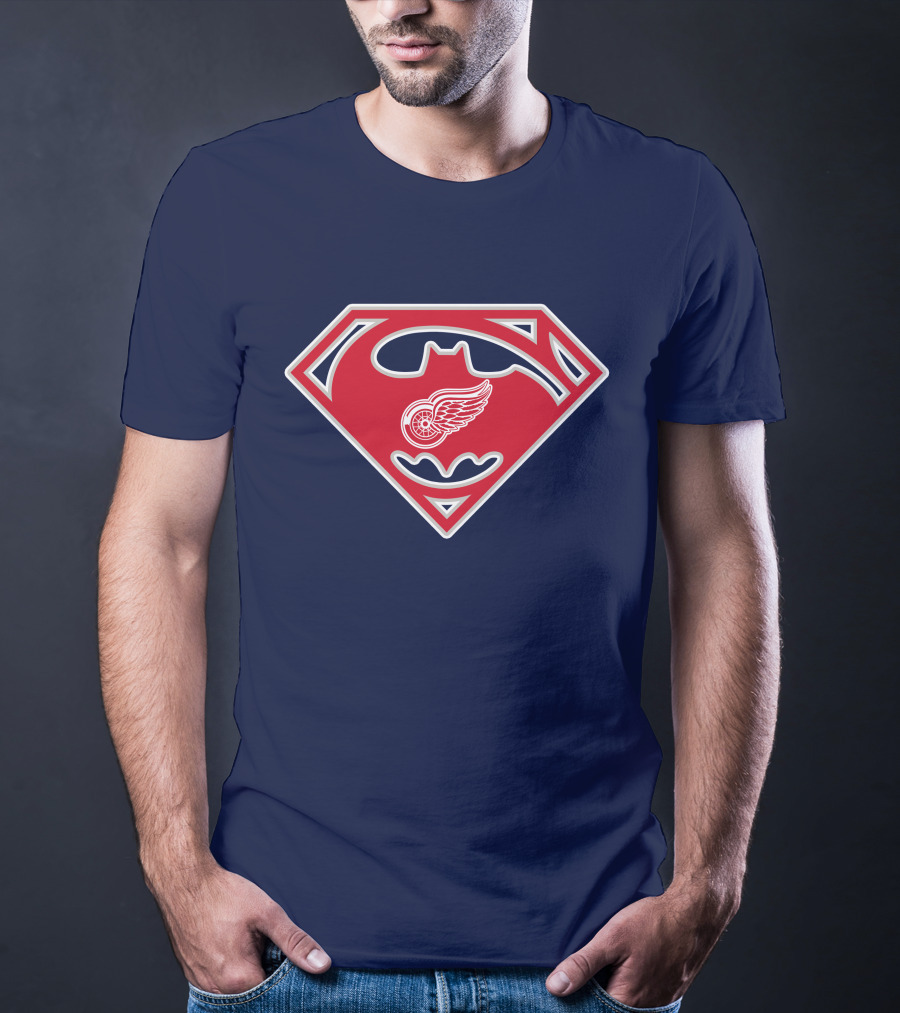 Detroit Red Wings Superman Batman Logo Mashup T-Shirt