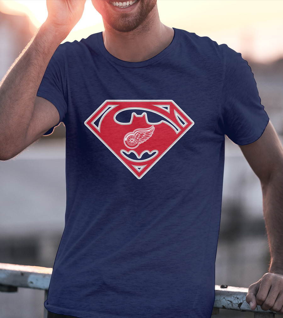 Detroit Red Wings Superman Batman Logo Mashup T-Shirt