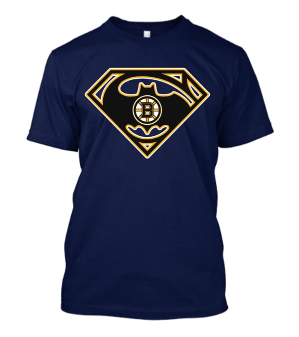 Boston Bruins Batman Superman Logo Fusion 157 T-Shirt